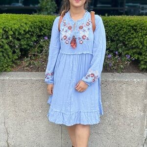 Embroidered Blue Dress